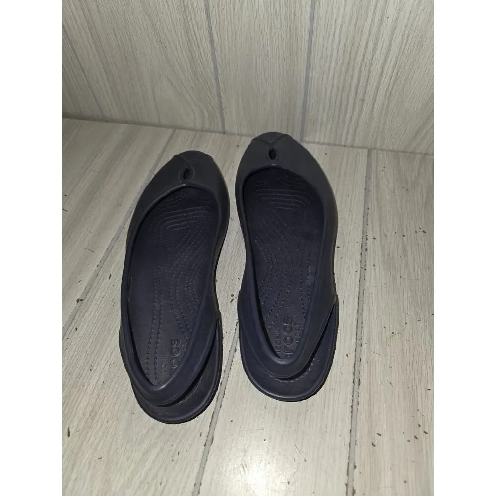 Crocs Women's Navy Blue Kaddie Ballet Flats Slip-on Shoes Size 10 Laser Cut